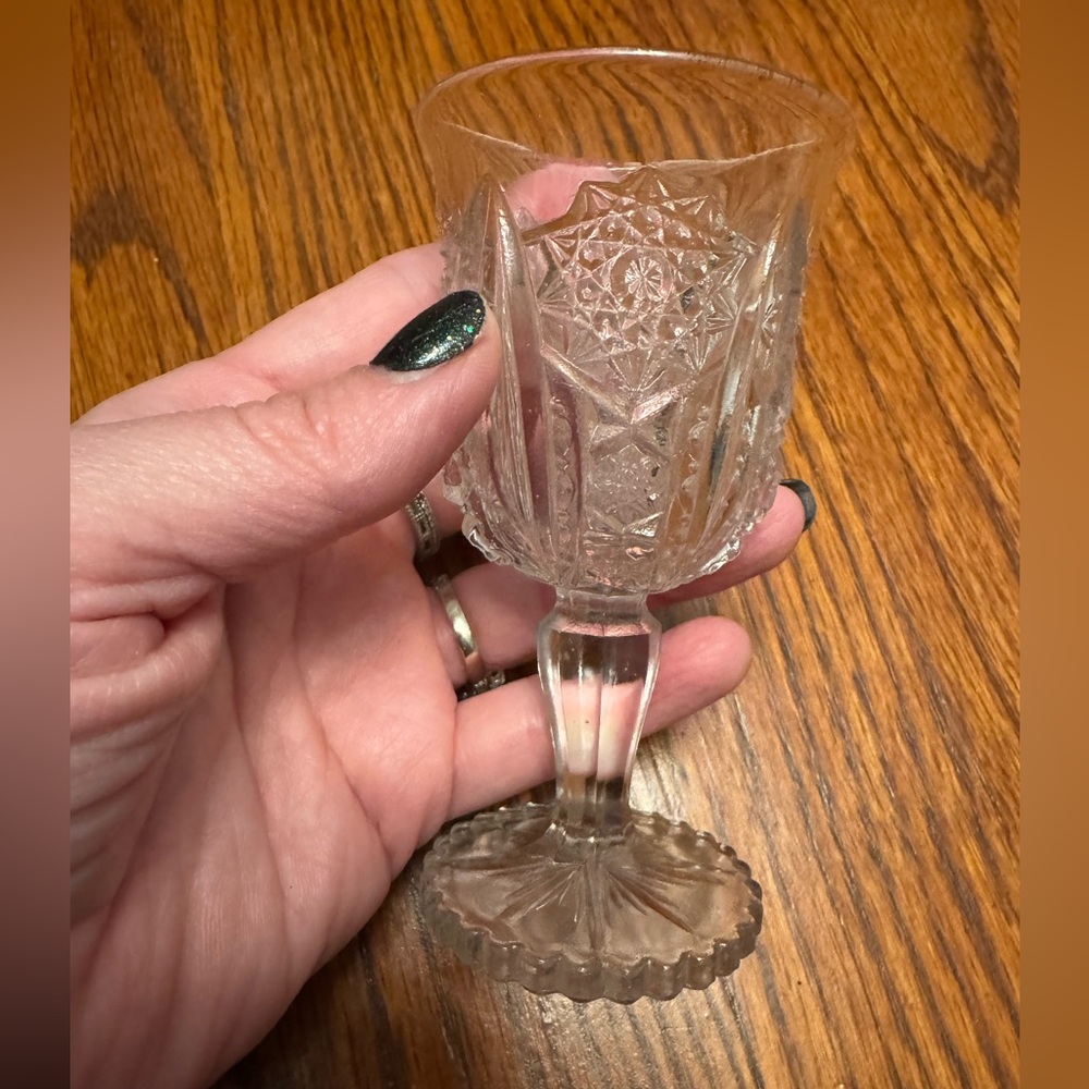 EAPG Clear Cordial glass. Star design. Pressed glass
